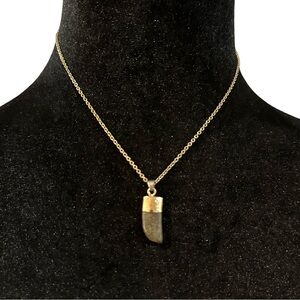 Loren Olivia Necklace Horn Pendant 14K Dipped Adjustable Length